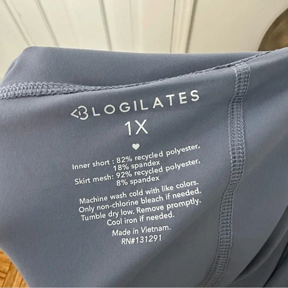 Blogilates Ballerina Skort Steel Blue Crossover Waist Mesh Pirouette Active 1X - Picture 10 of 10